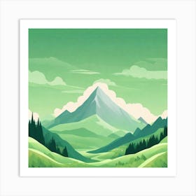 Misty mountains background in green tone 137 Art Print