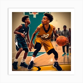 Basketball Player Dribbling 9 Art Print