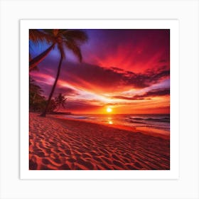 Sunset On The Beach 370 Art Print