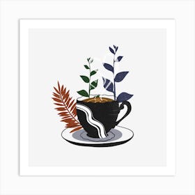 Coffee Cup With Leaves 7 Art Print