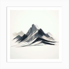 Mountains In Black And White Art Print