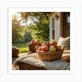 Apple Baskets On The Porch Art Print