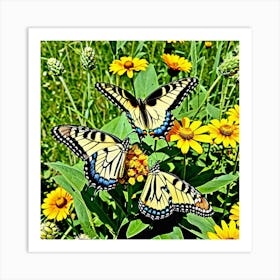 Three Swallowtail Butterflies Art Print