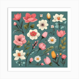 Spring Flowers Set art print Art Print