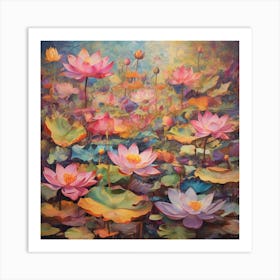 Lotuses meadow 1 Art Print