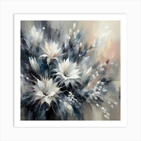 Elegant White Flowers on abstract background Art Print