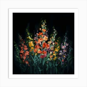 A Watercolor Painting Of Colorful Flowers And Le (7) (1) Art Print