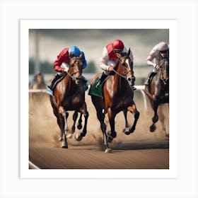 Jockeys Racing In The Race 1 Art Print