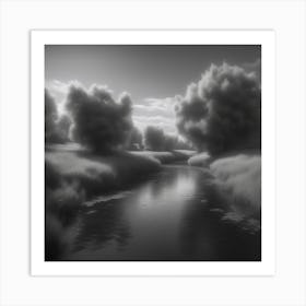 River In Black And White 6 Art Print