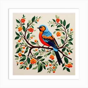 Palestinian Tatreez Embroidery, Bird On a Branch, folk art, 163 Art Print