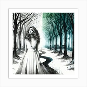 Girl In A White Dress Art Print