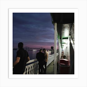 People On A Boat At Dusk In New Orleans Art Print