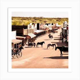 Western Town In Texas With Horses No People (19) Art Print