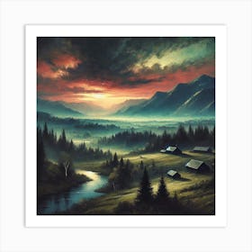 Sunset In The Mountains 157 Art Print