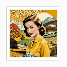 Woman Mountains Art Print