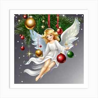 ORIGINAL Christmas Angel 10x10 Canvas Panel RTS
