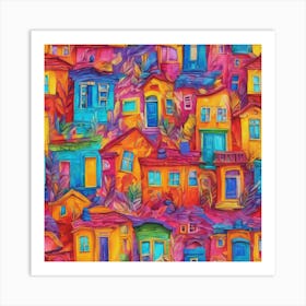 Colorful accumulated houses Art Print