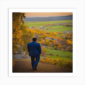 Man In Blue Suit Art Print