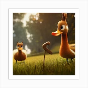 Ducks In The Grass Art Print