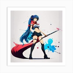 Anime Girl Holding A Sword Art Print