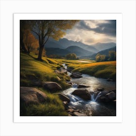 Stream In The Mountains 3 Art Print