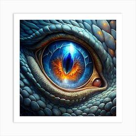 Close Up Of A Dragon S Eye With Glowing Fire Inside Art Print