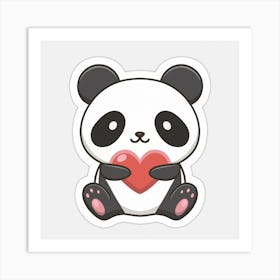 Panda Bear With Heart Art Print