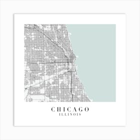 Chicago Illinois Street Map Minimal Color Square Art Print