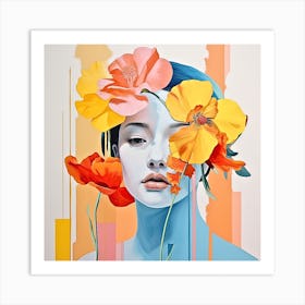 Woman With Flowers Art Print