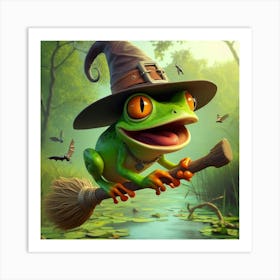 Frog In A Witch Hat Art Print