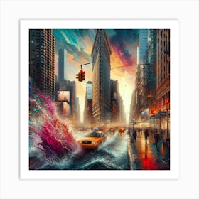 NYC Water Rain Art Print