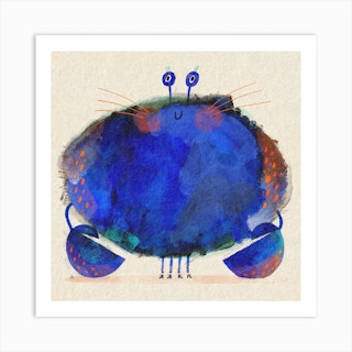 Happy Blue Crab Square Art Print