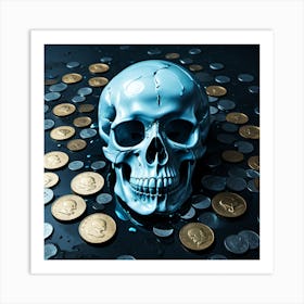 Skull With Gold Coins Art Print