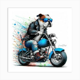 Chopper Bulldog Biker Art Print
