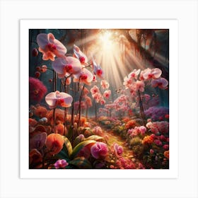 Orchids In The Garden Art Print