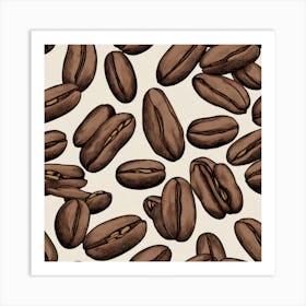 Coffee Beans Seamless Pattern 7 Art Print