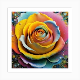 Abstract painting of a magical organic rose 2 Art Print