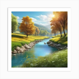 Landscape With A River 4 Art Print