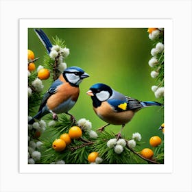 Birds On A Branch Art Print