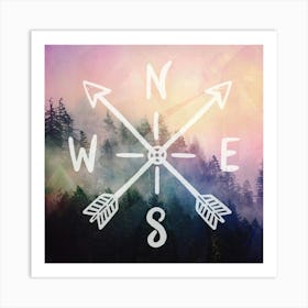 Forest Compass Wanderlust Art Print