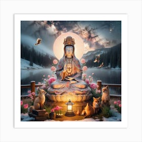 Guanyin in the Moonlight Art Print