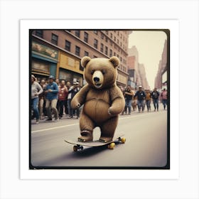 Tedy bear wonders the street of new york Art Print