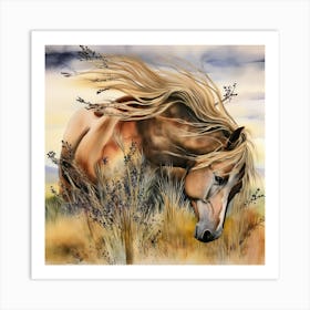 Horse In The Grass Art Print