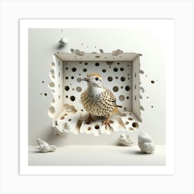 Quail Peeking Through A Hole 2 Art Print