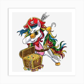 Dabbing Pirate Treasure Chest Unicorn Halloween Art Print