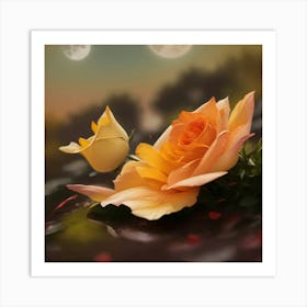 Moonlight Roses Art Print