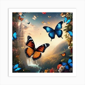 Butterflies In The Garden 6 Art Print