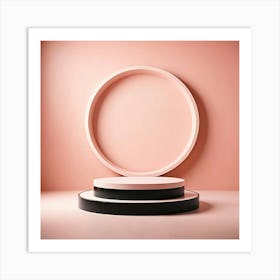 Round Table On A Pink Background Art Print