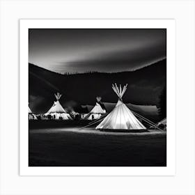 Teepees At Night 14 Art Print