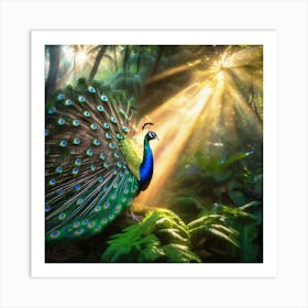 Peacock In The Jungle art print Art Print